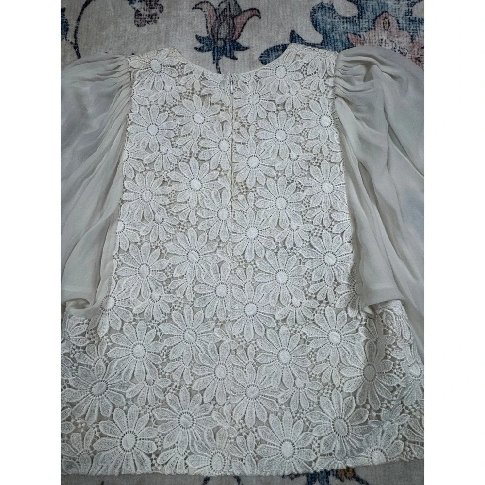 Giambattista Valli Archival Lace Silk Balloon Sleeve Blouse Italy 40 XS Ivory - Picture 10 of 15